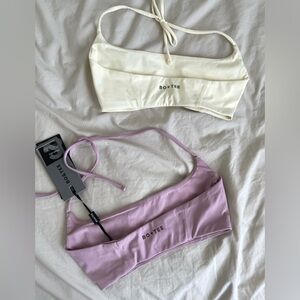 Bo+Tee Cream and purple Bandeau Set